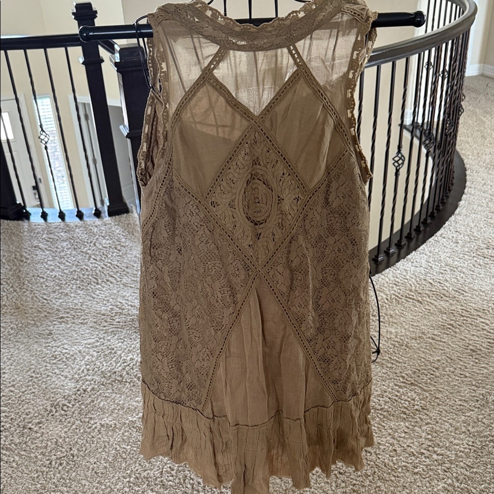 Gorgeous Free People Brown Lace Sleeveless Dress size medium